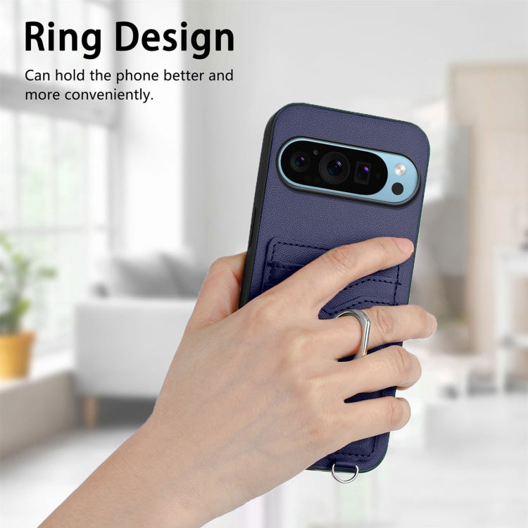 For Google Pixel 9 / 9 Pro R20 Ring Card Holder Phone Case(Blue) - Google Cases by PMC TechLife | Online Shopping South Africa | PMC TechLife | Buy Now Pay Later Mobicred