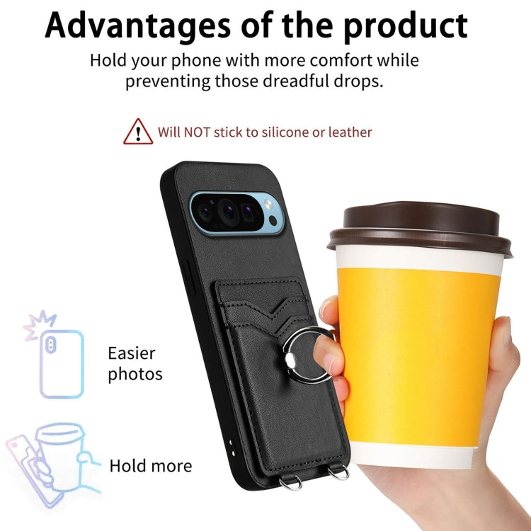 For Google Pixel 9 Pro XL R20 Ring Card Holder Phone Case(Black) - Google Cases by PMC TechLife | Online Shopping South Africa | PMC TechLife | Buy Now Pay Later Mobicred