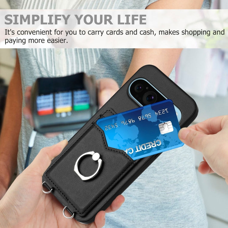 For Google Pixel 9 Pro XL R20 Ring Card Holder Phone Case(Black) - Google Cases by PMC TechLife | Online Shopping South Africa | PMC TechLife | Buy Now Pay Later Mobicred