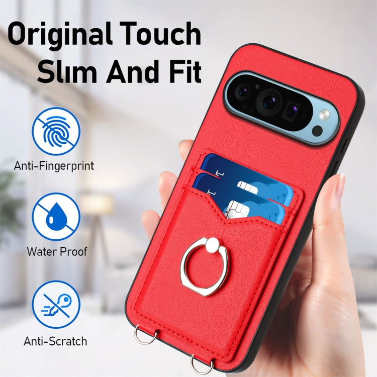 For Google Pixel 9 Pro XL R20 Ring Card Holder Phone Case(Red) - Google Cases by PMC TechLife | Online Shopping South Africa | PMC TechLife | Buy Now Pay Later Mobicred