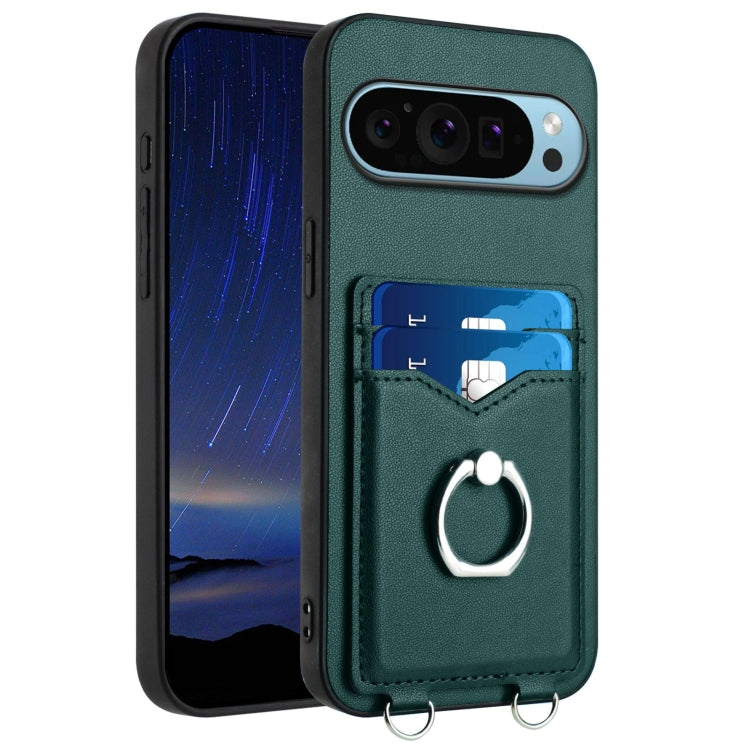 For Google Pixel 9 Pro XL R20 Ring Card Holder Phone Case(Green) - Google Cases by PMC TechLife | Online Shopping South Africa | PMC TechLife | Buy Now Pay Later Mobicred