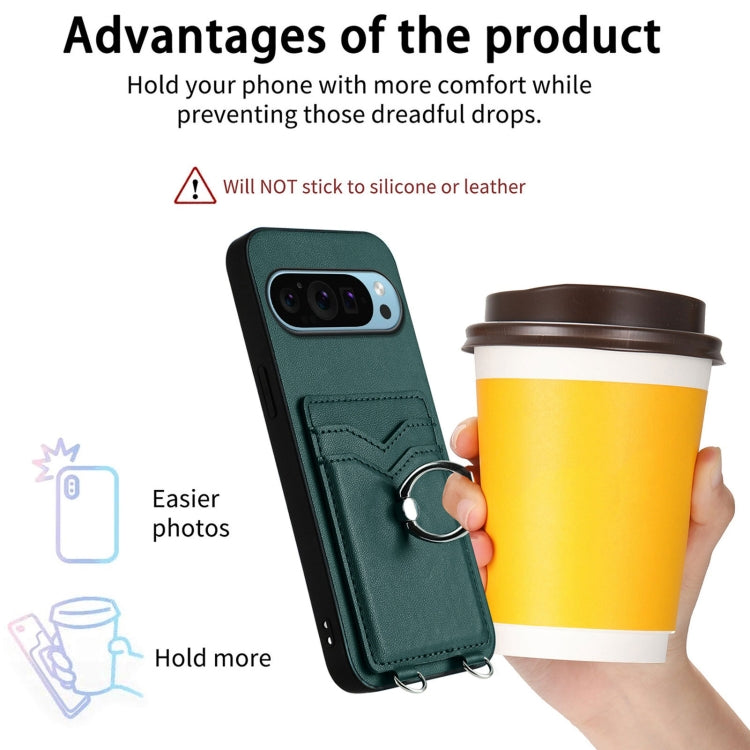For Google Pixel 9 Pro XL R20 Ring Card Holder Phone Case(Green) - Google Cases by PMC TechLife | Online Shopping South Africa | PMC TechLife | Buy Now Pay Later Mobicred