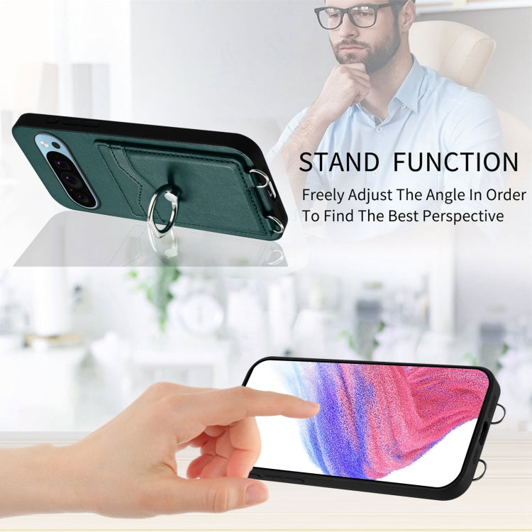 For Google Pixel 9 Pro XL R20 Ring Card Holder Phone Case(Green) - Google Cases by PMC TechLife | Online Shopping South Africa | PMC TechLife | Buy Now Pay Later Mobicred