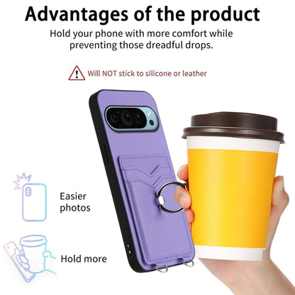 For Google Pixel 9 Pro XL R20 Ring Card Holder Phone Case(Purple) - Google Cases by PMC Jewellery | Online Shopping South Africa | PMC Jewellery | Buy Now Pay Later Mobicred