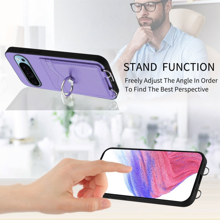 For Google Pixel 9 Pro XL R20 Ring Card Holder Phone Case(Purple) - Google Cases by PMC TechLife | Online Shopping South Africa | PMC TechLife | Buy Now Pay Later Mobicred