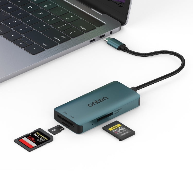 Onten C12 3 in 1 USB-C / Type-C to CFepress Type-A & SD & TF Card Reader(Pine Green) - free shipping - PMC Jewellery - Order now!