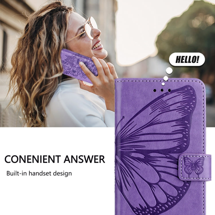For Blackview A52 Embossed Butterfly Leather Phone Case(Purple) - More Brand by PMC TechLife | Online Shopping South Africa | PMC TechLife | Buy Now Pay Later Mobicred