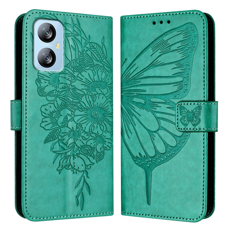 For Blackview A52 Embossed Butterfly Leather Phone Case(Green) - More Brand by PMC TechLife | Online Shopping South Africa | PMC TechLife | Buy Now Pay Later Mobicred