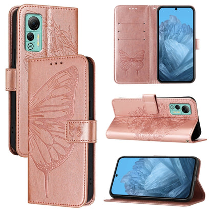 For Ulefone Note 14 Embossed Butterfly Leather Phone Case(Rose Gold) - Ulefone Cases by PMC Jewellery | Online Shopping South Africa | PMC Jewellery | Buy Now Pay Later Mobicred