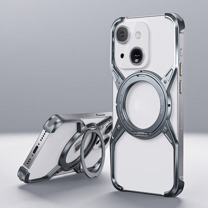 For iPhone 13 / 14 / 15 Aluminum Alloy Frameless 360-Degree Rotating Phone Case(Grey) - iPhone 14 Cases by PMC Jewellery | Online Shopping South Africa | PMC Jewellery | Buy Now Pay Later Mobicred