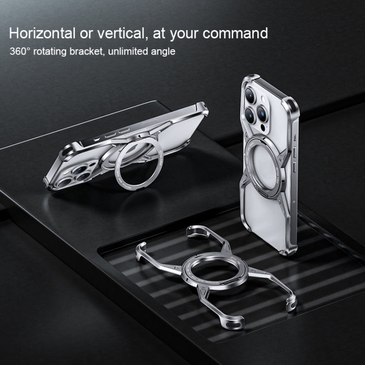 For iPhone 16 Pro Max Aluminum Alloy Frameless 360-Degree Rotating Phone Case(Grey) - iPhone 16 Pro Max Cases by PMc TechLife | Online Shopping South Africa | PMc TechLife | Buy Now Pay Later Mobicred