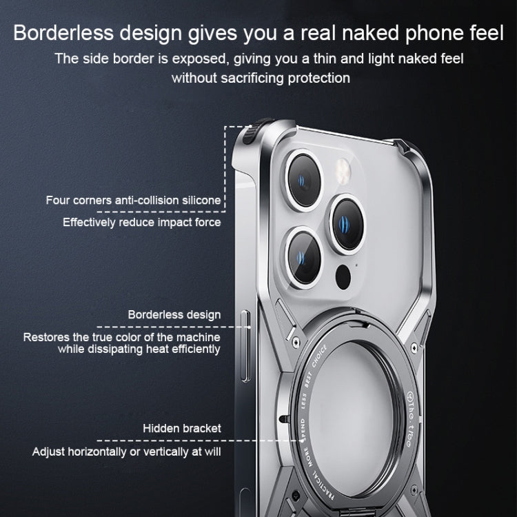 For iPhone 16 Aluminum Alloy Frameless 360-Degree Rotating Phone Case(Grey) - free shipping - PMc TechLife - Order now!