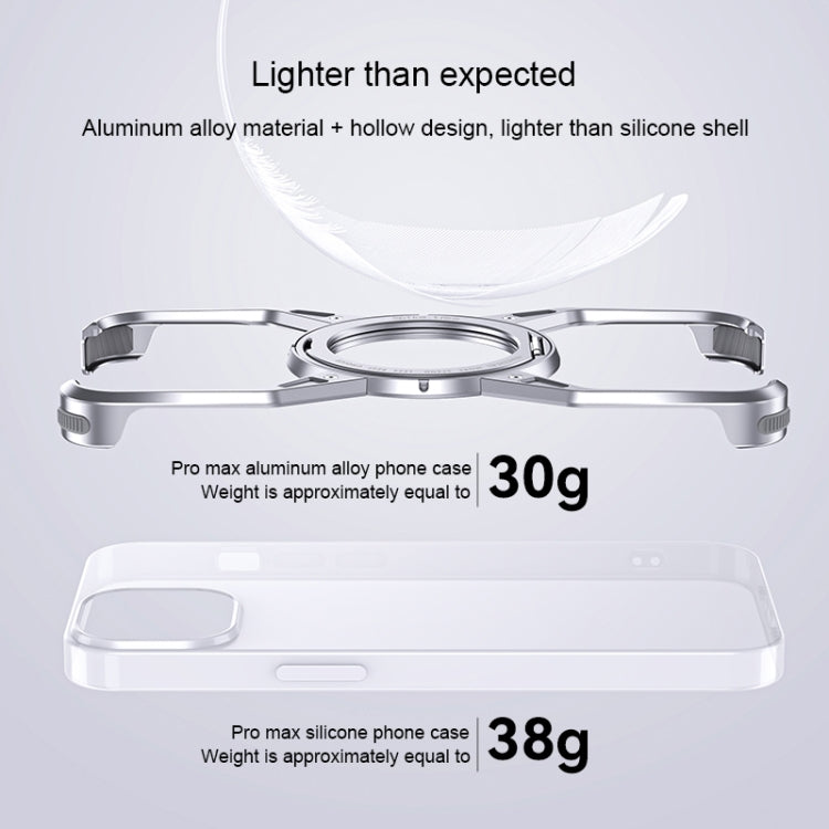 For iPhone 13 / 14 / 15 Aluminum Alloy Frameless 360-Degree Rotating Phone Case(Silver) - free shipping - PMC Jewellery - Order now!
