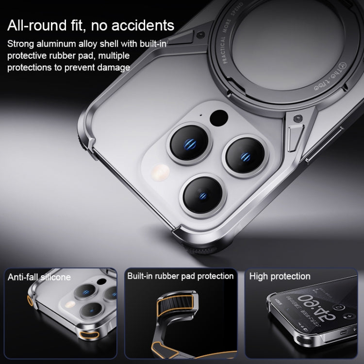 For iPhone 16 Pro Aluminum Alloy Frameless 360-Degree Rotating Phone Case(Silver) - iPhone 16 Pro Cases by PMc TechLife | Online Shopping South Africa | PMc TechLife | Buy Now Pay Later Mobicred