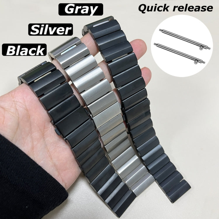 22mm Three Plants Flat Buckle Titanium Alloy Watch Band(Silver) - free shipping - PMc TechLife - Order now!