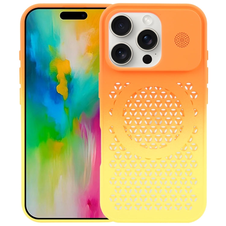 For iPhone 16 Pro Max Gradient Color Honeycomb Aromatherapy MagSafe Phone Case(Orange Yellow) - iPhone 16 Pro Max Cases by PMC Jewellery | Online Shopping South Africa | PMC Jewellery | Buy Now Pay Later Mobicred