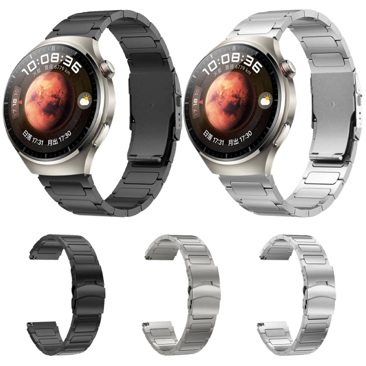 22mm Dual Safety Buckle Titanium Alloy Watch Band(Black) - 22mm Bands by PMc TechLife | Online Shopping South Africa | PMc TechLife | Buy Now Pay Later Mobicred
