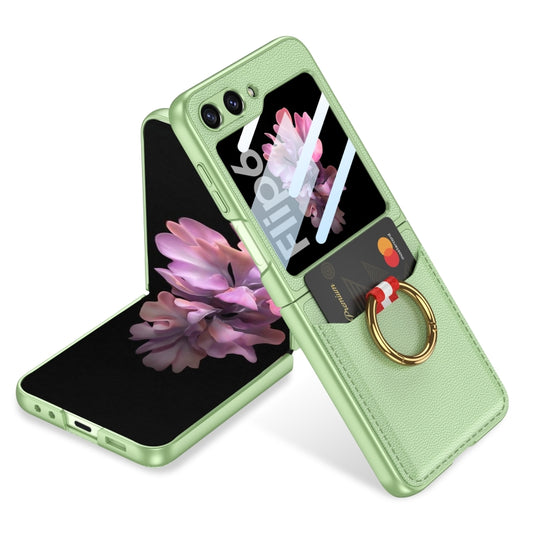 For Samsung Galaxy Z Flip6 GKK Integrated Ultra-thin Leather Card Slots Phone Case with Ring Holder(Green) - Galaxy Z Flip6 5G Cases by GKK | Online Shopping South Africa | PMC Jewellery | Buy Now Pay Later Mobicred