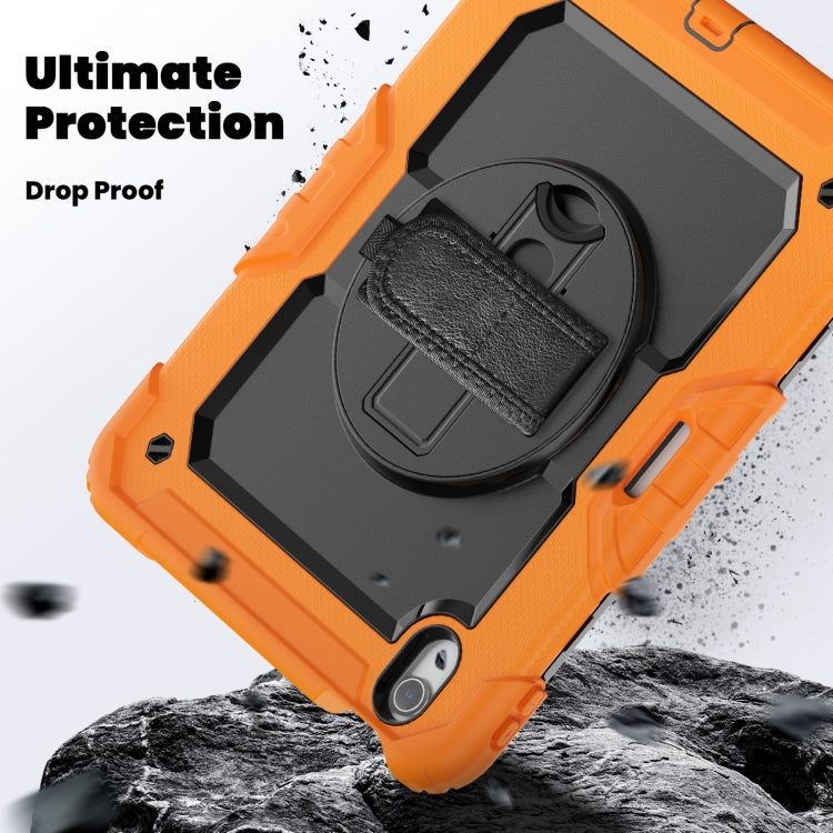 For iPad Air 11 2025 / 2024 Turntable Holder Silicone Hybrid PC Tablet Case with Shoulder Strap(Orange) - free shipping - PMC TechLife - Order now!