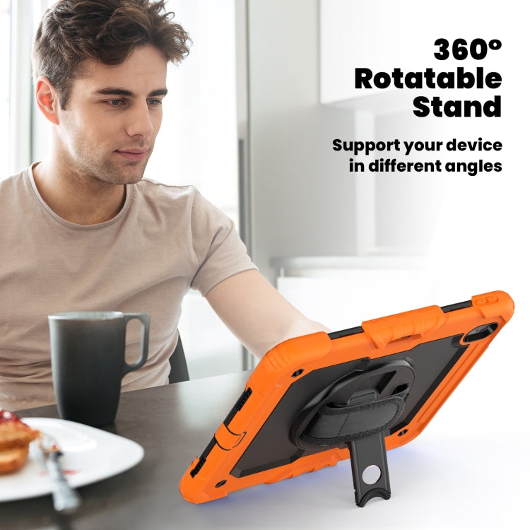 For iPad Air 11 2025 / 2024 Turntable Holder Silicone Hybrid PC Tablet Case with Shoulder Strap(Orange) - free shipping - PMC TechLife - Order now!