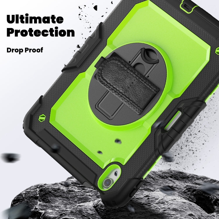 For iPad Air 11 2025 / 2024 Turntable Holder Silicone Hybrid PC Tablet Case with Shoulder Strap(Yellow Green + Black) - free shipping - PMC TechLife - Order now!