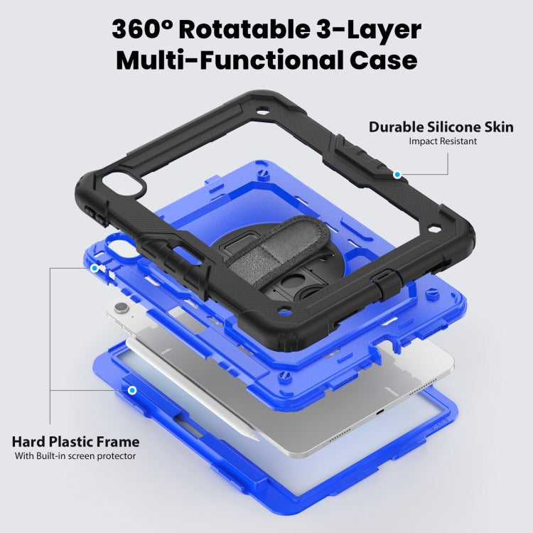 For iPad Air 11 2025 / 2024 Silicone Hybrid PC Tablet Case with Shoulder Strap(Dark Blue + Black) - free shipping - PMC TechLife - Order now!