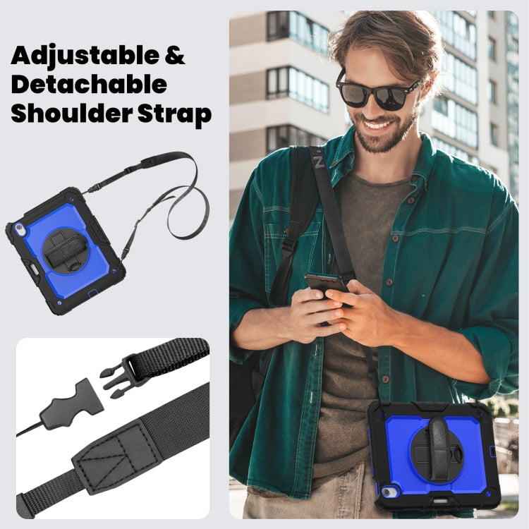 For iPad Air 11 2025 / 2024 Silicone Hybrid PC Tablet Case with Shoulder Strap(Dark Blue + Black) - free shipping - PMC TechLife - Order now!