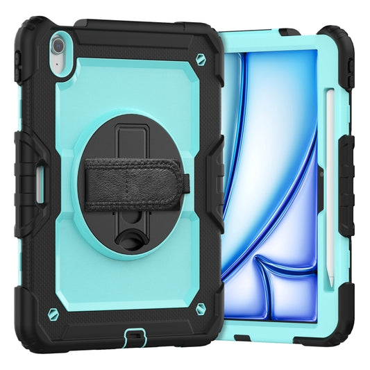 For iPad Air 11 2024 Silicone Hybrid PC Tablet Case with Shoulder Strap(Black + Light Blue) - iPad Air 11 2024 Cases by PMC Jewellery | Online Shopping South Africa | PMC Jewellery | Buy Now Pay Later Mobicred