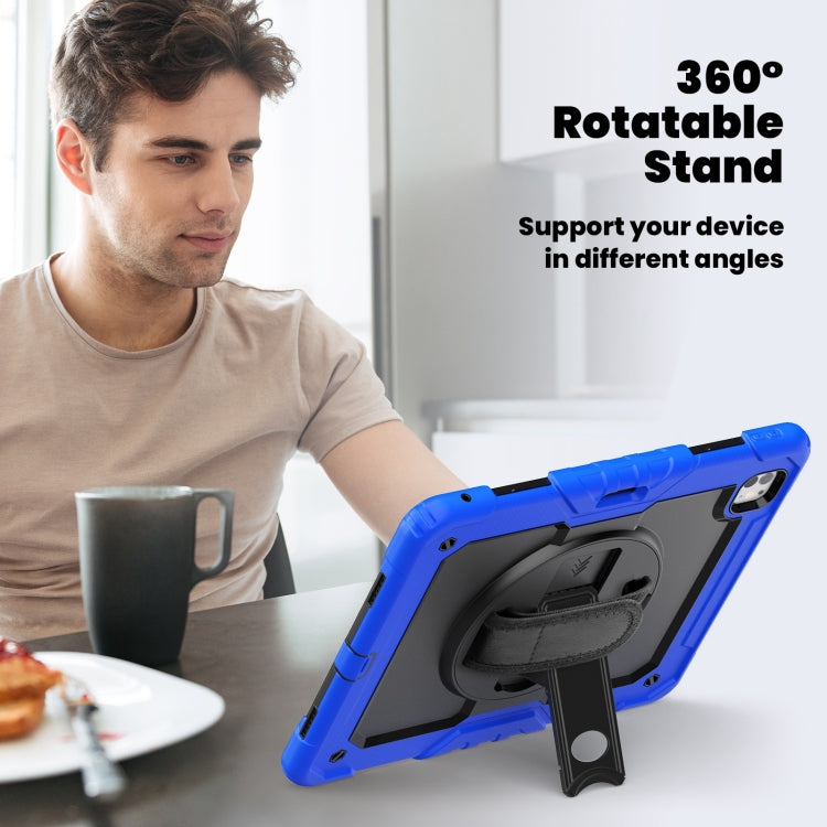 For iPad Pro 13 2024 Silicone Hybrid PC Tablet Case with Shoulder Strap(Black + Dark Blue) - iPad Pro 13 2024 Cases by PMC TechLife | Online Shopping South Africa | PMC TechLife | Buy Now Pay Later Mobicred