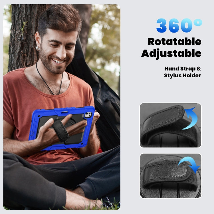 For iPad Pro 13 2024 Silicone Hybrid PC Tablet Case with Shoulder Strap(Black + Dark Blue) - iPad Pro 13 2024 Cases by PMC TechLife | Online Shopping South Africa | PMC TechLife | Buy Now Pay Later Mobicred