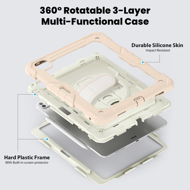 For iPad Pro 13 2024 Silicone Hybrid PC Tablet Case with Shoulder Strap(Beige + Rose Gold) - iPad Pro 13 2024 Cases by PMC TechLife | Online Shopping South Africa | PMC TechLife | Buy Now Pay Later Mobicred