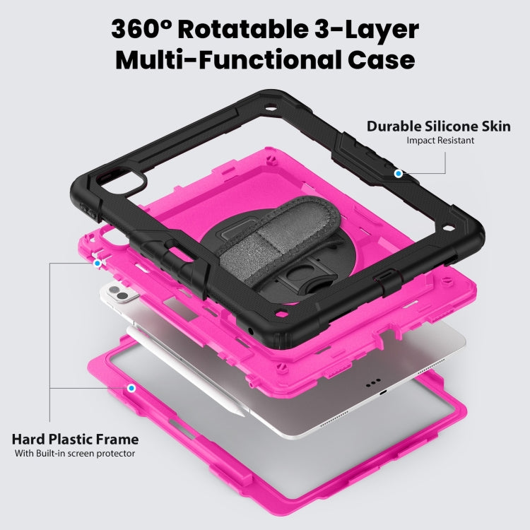 For iPad Pro 13 2024 Silicone Hybrid PC Tablet Case with Shoulder Strap(Rose Red + Black) - iPad Pro 13 2024 Cases by PMC TechLife | Online Shopping South Africa | PMC TechLife | Buy Now Pay Later Mobicred
