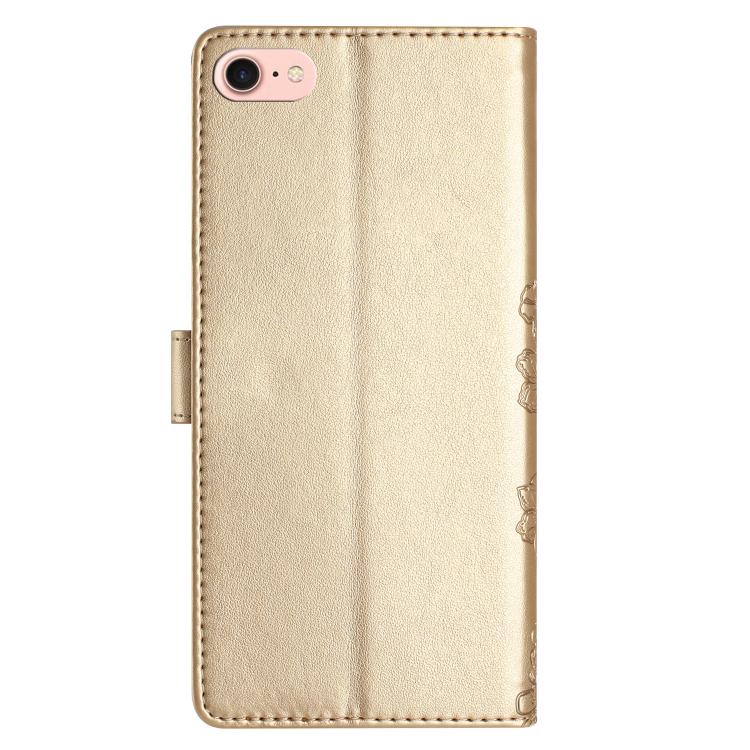 For iPhone 16e Cherry Blossom Butterfly Skin Feel Embossed PU Phone Case(Gold) - free shipping - PMC TechLife - Order now!