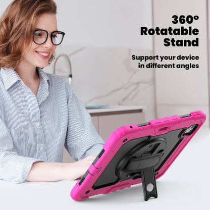 For iPad Pro 11 2024 Silicone Hybrid PC Tablet Case with Shoulder Strap(Black + Rose Red) - iPad Pro 11 2024 Cases by PMC Jewellery | Online Shopping South Africa | PMC Jewellery | Buy Now Pay Later Mobicred