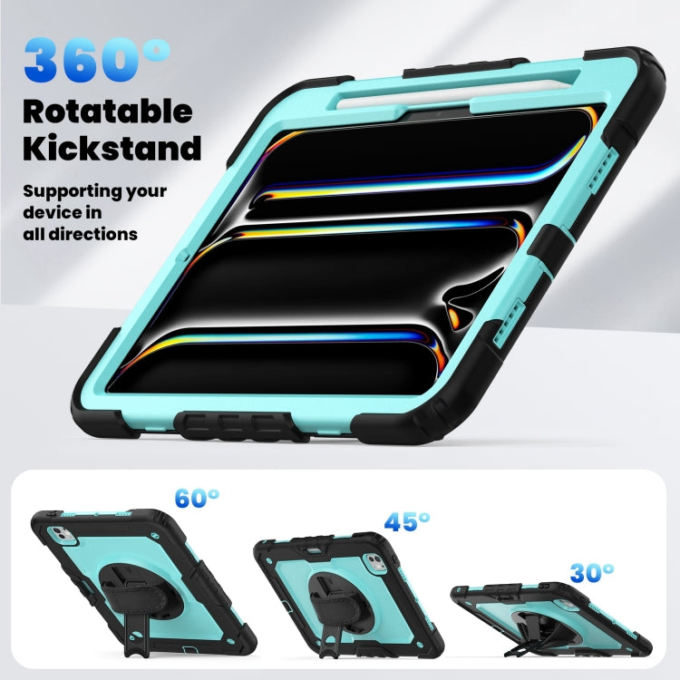 For iPad Pro 11 2024 Silicone Hybrid PC Tablet Case with Shoulder Strap(Light Blue + Black) - iPad Pro 11 2024 Cases by PMC TechLife | Online Shopping South Africa | PMC TechLife | Buy Now Pay Later Mobicred