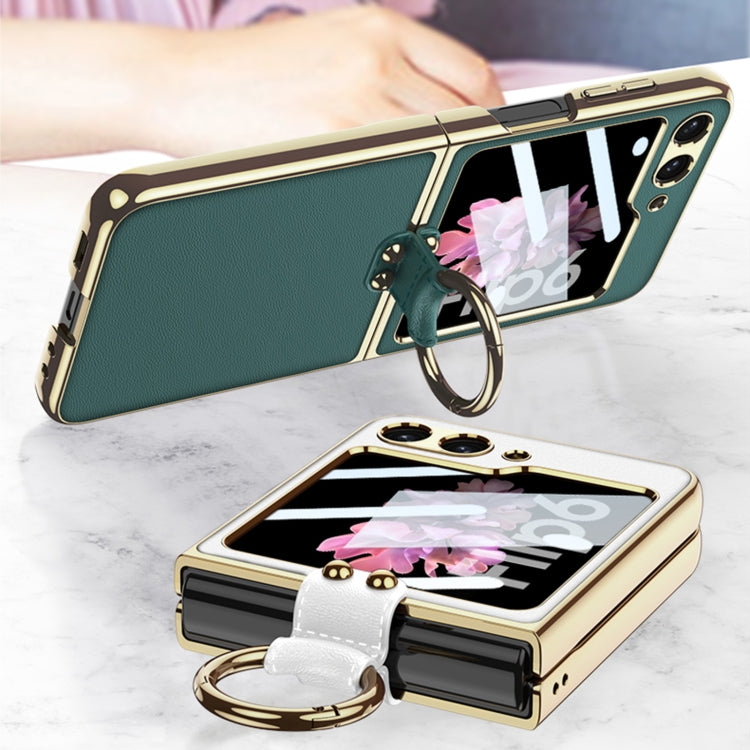 For Samsung Galaxy Z Flip6 / Flip7 FE GKK Integrated Electroplating Leather Phone Case with Ring/Strap(Yellow) - free shipping - PMC Jewellery - Order now!
