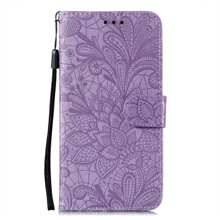 For Google Pixel 9 Lace Flower Embossing Flip Leather Phone Case(Purple) - Google Cases by PMC TechLife | Online Shopping South Africa | PMC TechLife | Buy Now Pay Later Mobicred