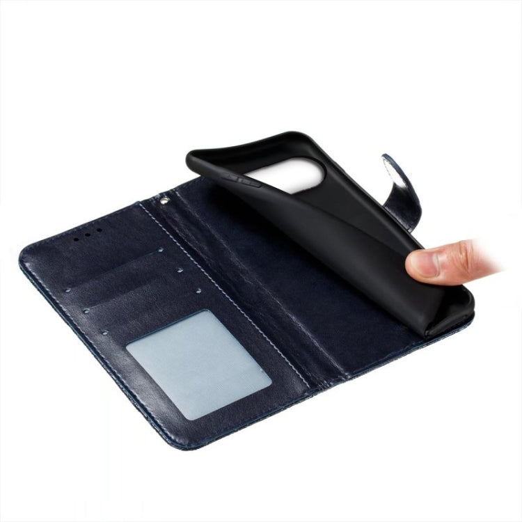 For Google Pixel 9 Lace Flower Embossing Flip Leather Phone Case(Dark Blue) - Google Cases by PMC TechLife | Online Shopping South Africa | PMC TechLife | Buy Now Pay Later Mobicred