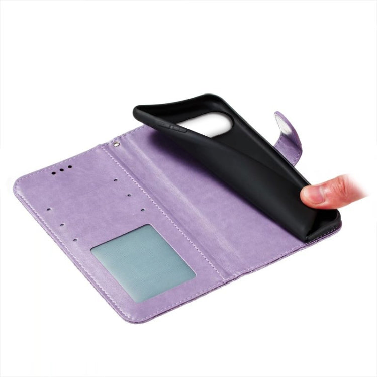 For Google Pixel 9 Pro Lace Flower Embossing Flip Leather Phone Case(Purple) - Google Cases by PMC TechLife | Online Shopping South Africa | PMC TechLife | Buy Now Pay Later Mobicred