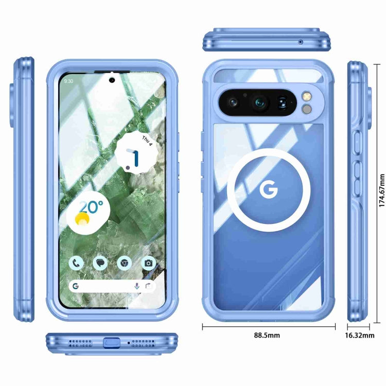 For Google Pixel 9 Pro XL RedPepper Transparent IP65 Life Waterproof Phone Case(Blue) - Google Cases by RedPepper | Online Shopping South Africa | PMC Jewellery | Buy Now Pay Later Mobicred