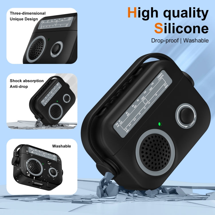 For AirPods Pro 2 Radio Style Wireless Bluetooth Earphones Shockproof Protective Case(Black) - For AirPods Pro 2 by PMC Jewellery | Online Shopping South Africa | PMC Jewellery | Buy Now Pay Later Mobicred