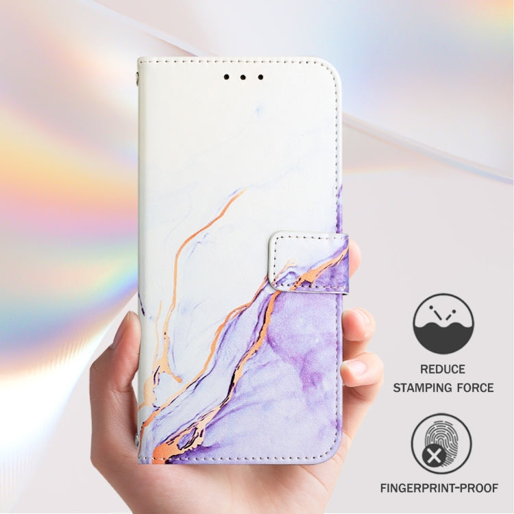 For Blackview Wave 6C PT003 Marble Pattern Flip Leather Phone Case(White Purple) - More Brand by PMC TechLife | Online Shopping South Africa | PMC TechLife | Buy Now Pay Later Mobicred