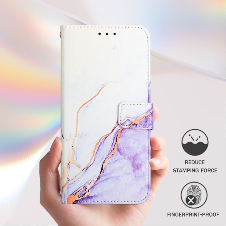 For Blackview Wave 6C PT003 Marble Pattern Flip Leather Phone Case(White Purple) - More Brand by PMC Jewellery | Online Shopping South Africa | PMC Jewellery | Buy Now Pay Later Mobicred