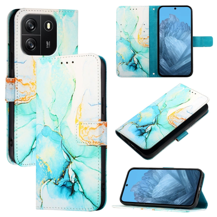 For Blackview Wave 6C PT003 Marble Pattern Flip Leather Phone Case(Green) - More Brand by PMC Jewellery | Online Shopping South Africa | PMC Jewellery | Buy Now Pay Later Mobicred