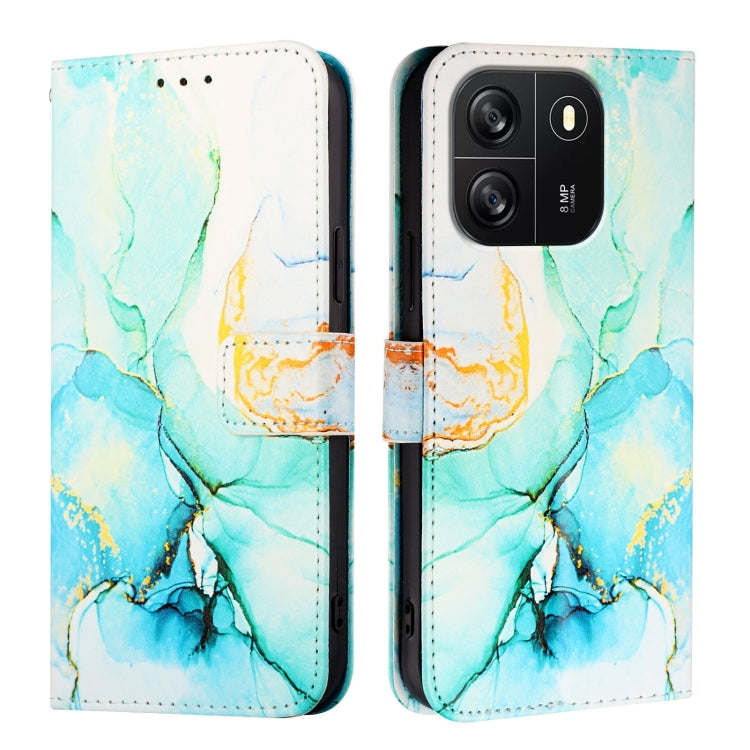 For Blackview Wave 6C PT003 Marble Pattern Flip Leather Phone Case(Green) - More Brand by PMC TechLife | Online Shopping South Africa | PMC TechLife | Buy Now Pay Later Mobicred