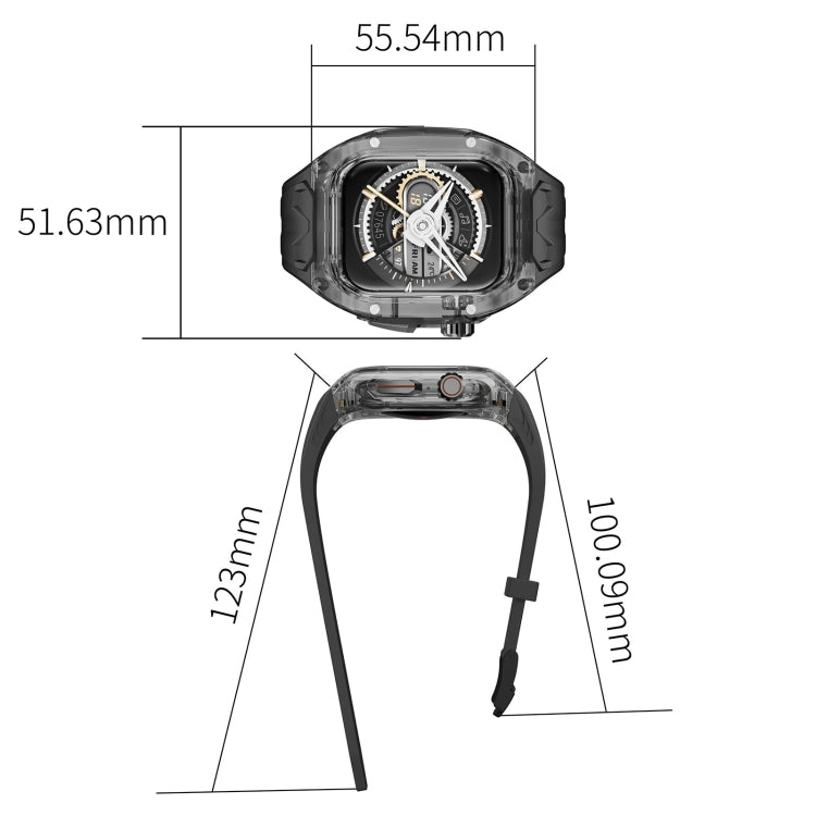 For Apple Watch SE 2023 44mm Modified PC Hybrid TPU Watch Case Band(Black Clear Black) - free shipping - PMc TechLife - Order now!