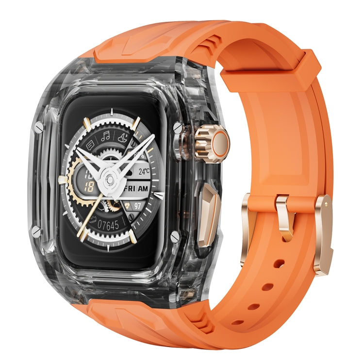 For Apple Watch SE 2023 44mm Modified PC Hybrid TPU Watch Case Band(Orange Clear Black) - Watch Cases by PMc TechLife | Online Shopping South Africa | PMc TechLife | Buy Now Pay Later Mobicred