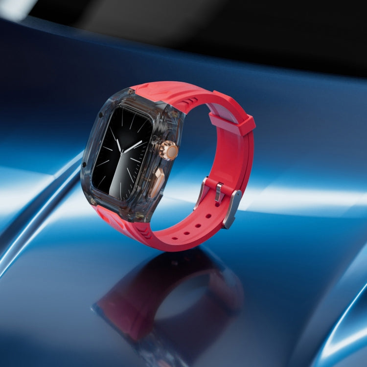 For Apple Watch Series 9 45mm Modified PC Hybrid TPU Watch Case Band(Red Clear Black) - free shipping - PMc TechLife - Order now!