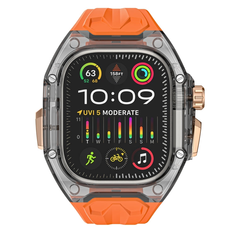 For Apple Watch Ultra 49mm Modified PC Hybrid TPU Watch Case Band(Orange Clear Black) - free shipping - PMC Jewellery - Order now!