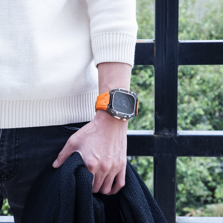 For Apple Watch Ultra 49mm Modified PC Hybrid TPU Watch Case Band(Orange Clear Black) - free shipping - PMC Jewellery - Order now!